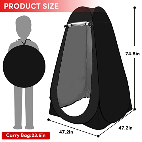 Tienda de Privacidad Pop Up, Tienda de Ducha y Cambio Portátil para Camping, Baño y Exteriores, Impermeable, Negro miniatura 2