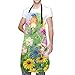Delantal con 2 bolsillos para mujeres y hombres para cocinero, cocina, cocina, hornear, manualidades, Welcome Friend Flower16, Talla única