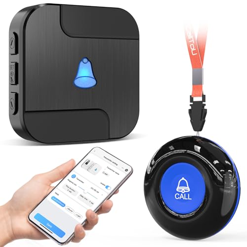 CallToU Wi-Fi Wireless Caregiver Pager Call Button for Elderly at Home, APP Emergency Alert Fall Help System for Seniors, Patients/Disabled Monitoring at Home