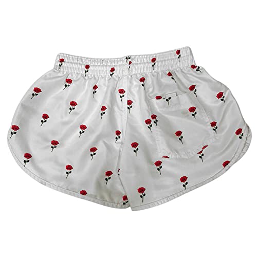 Kit Casal Moda Praia Opice Shorts Estampados Bermudas Floridas Verão (M(Masc) M(Fem), Branco Flores