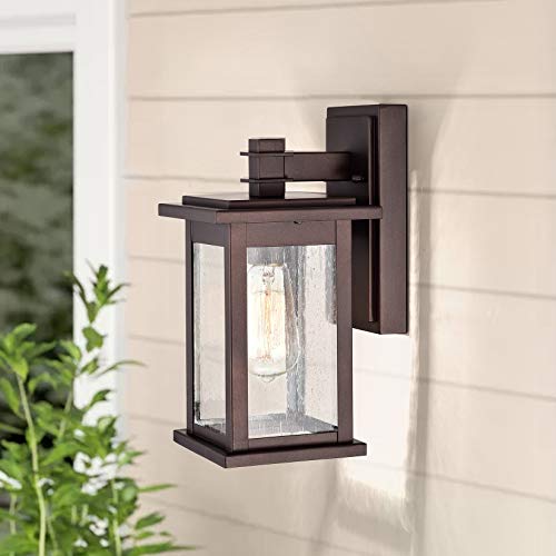 Image of MICSIU Oil Rubbed Bronze Transitional 12 Inch Outdoor Wall Light 2 Pack | No Assembly Required, 100W Max Exterior Porch Sconce Light for Front Door, Garage, Patio, Yard, Deck