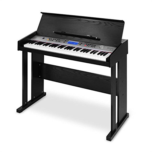 Schubert Carnegy-61 - piano eléctrico, teclado, 61 teclas, sensibilidad a la rapidez, 100 ritmos, 136 instrumentos, 8 pistas demo, altavoces, salida de línea, MIDI, función dual, negro