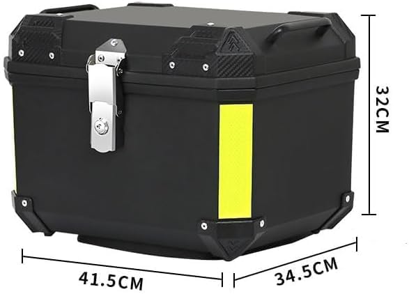 GarveeHome Wasserdichtes und staubdichtes Motorrad Topcase – robuster Helm-Koffer mit Reflektorstreifen & Schloss – universale Touren 45L schwarz