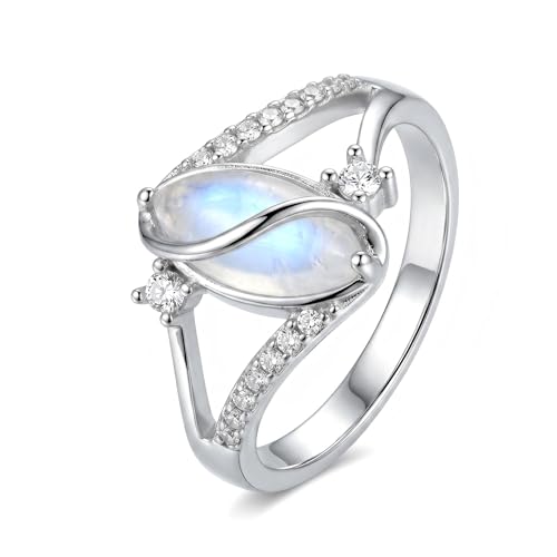 ixluck Natural Moonstone Ring for Women New Beginnings Real Rainbow Moonstone Ring Jewelry Engagement Gift for Her 7