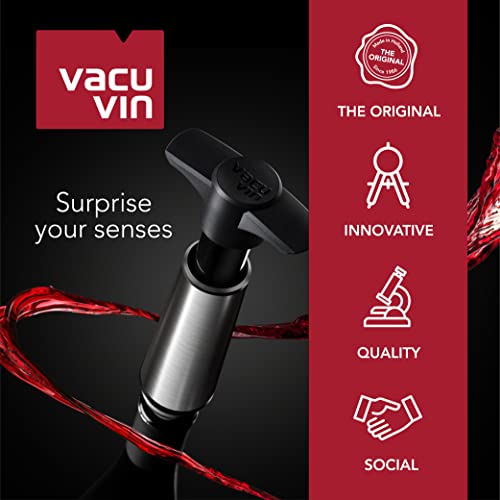 Image of Vacu Vin Original Wine Saver with 2 Vacuum Bottle Stoppers - Wine Preserver Pump for Red or White Wine - Manual Air Remover System - Airtight Seal - Keep Wine Fresh Longer - Blue