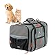 Ferplast Hundebox Voyager Carrier, Transportbox Katze, Hundetasche, verstellbare Griffe und Schultergurt, Sicherheitsgurt, beidseitige Öffnung, mit Kissen, max. 15 kg, 50 x 35 x 37 h cm, Grau
