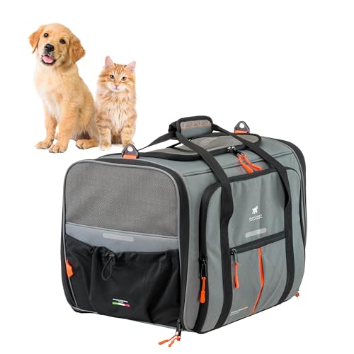 Ferplast Trasportino Gatto VOYAGER CARRIER, Trasportino per Cani, Manici e Tracolla Regolabili, Cinghia di Sicurezza, Doppia Apertura laterale, con Cuscino, Max 15 Kg, 50x35x37h cm, Grigio