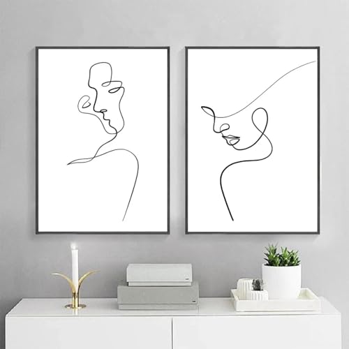Affiches lignes visages femme minimaliste pour décoration de salon et chambre scandinave