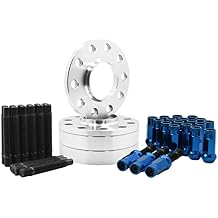 Venum wheel accessories 4 Pc 5x130 mm Hub Centric Spacers 17 mm & 30 mm Thick | 71.5 H.B + 90 mm Stud Conversion + M14x1.5 Open End Blue Lug Nuts Compatible with Porsche Vehicles Aftermarket Wheels