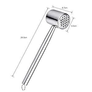 Vleesvermalserhamer, stevige roestvrijstalen vleesvermalsers, hamer en platte hamer voor biefstuk, kip, gevogelte, rundvlees, duurzaam vleesvermalsgereedschap – keukenaccessoires (zilver)