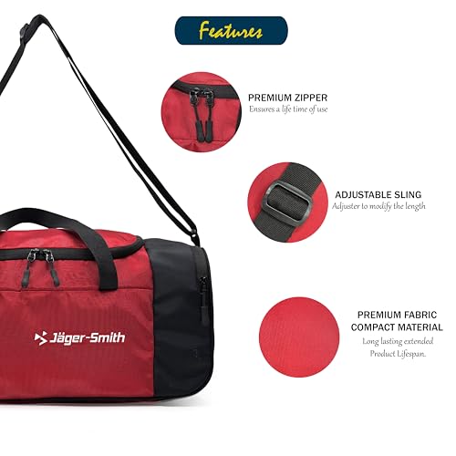 Image of Jager-Smith JSGB601(Black,Red) Unisex Gym Bag with Shoe Compartment