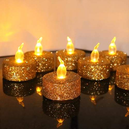 Bougies chauffe-plat LED dorées pour centre de table de mariage