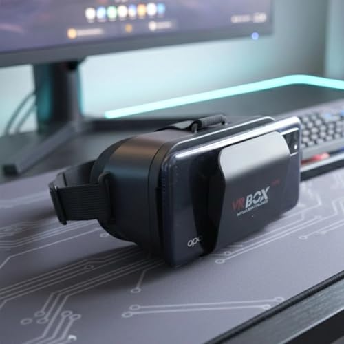 Image of Mini 3D Virtual Reality Headset for Smartphones, Adjustable VR Glasses Compatible with Android & iOS Mobile, Lightweight with Adjustable Head Strap, Black, 1 Piece