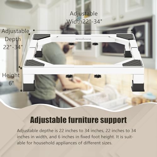 Image of Heavy duty All Stainless Steel Mini Fridge Stand Washer and Dryer Stand with 4 Strong Feet Heavy Duty Washing Machine Stand Base&Appliance Universal Base(Large Stand)