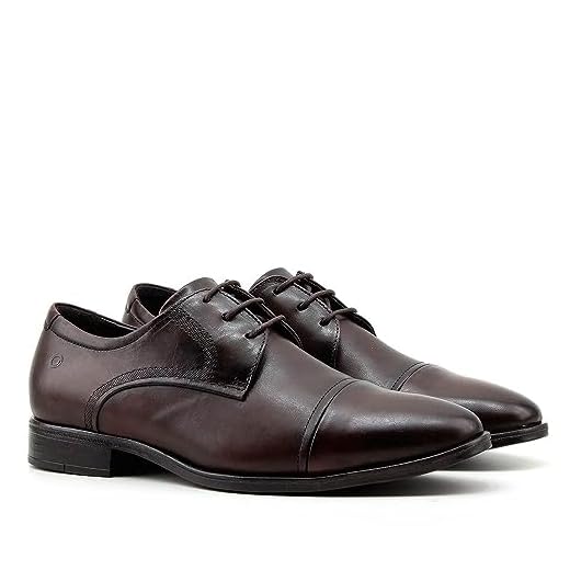 Sapato de Couro Smart Comfort Madison Hi-Soft 32 Marrom Cadarço-Marrom-44