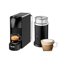Nespresso Essenza Mini Coffee Machine by Breville Bundle with Aeroccino3 Milk Frother (Black), BEC250BLK