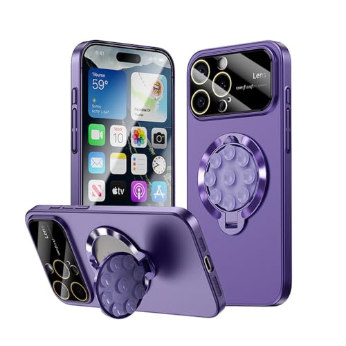 Coque iPhone 14 Pro Max magnétique mate violette avec ventouse et protection de caméra