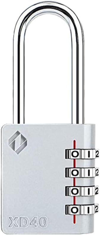 XD40L 4-Digit Long Shackle Combination Padlock, Gray, 1-Pack