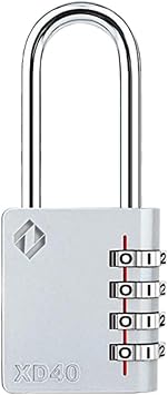 XD40L 4-Digit Long Shackle Combination Padlock, Gray, 1-Pack
