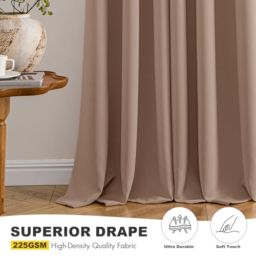 Image of MIULEE Blackout Curtains for Bedroom Living Room 2 Panels, Thermal Insulated Room Darkening Drapes Grommet Noise Reducing Light Blocking Window Treatments 63 Inches Long 40x63 Inch Cappuccino