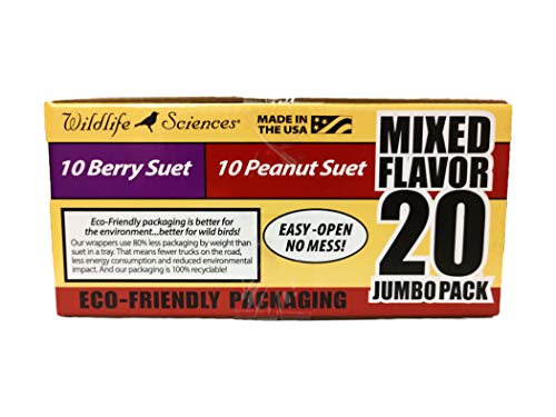 Image of Wildlife Sciences Suet Cake Jumbo Mixed 20 Pack | 10 Peanut & 10 Berry 10.5 oz. Suet Cakes for Wild Birds