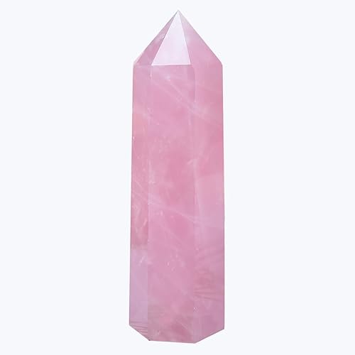 1 torre de cristal natural de cuarzo rosa de 3.54-4.33 pulgadas, varita de cristal curativo 6 facetas chakras reiki terapia de meditación