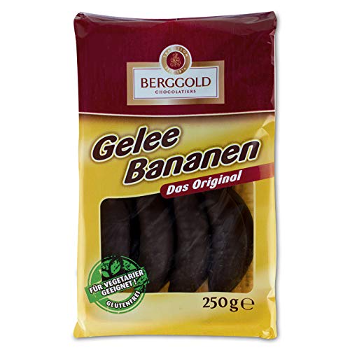 Berggold Gelee Bananen 2er Pack (2 x 250 g) Gelee mit Bananengeschmack mit Schokoladenüberzug Glutenfrei