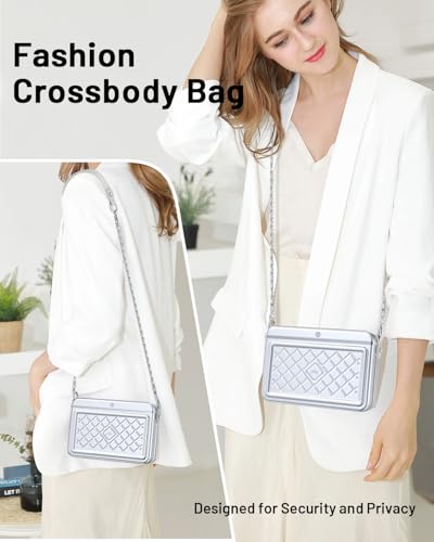 Anti-Theft Fingerprint Safe lock bag,Lady lock Crossbody Bag with password, Women Metal travel safe bag,Cash Lock Security Box with MFi Certified Findmy to Track Belongs,privacy protection safe box4