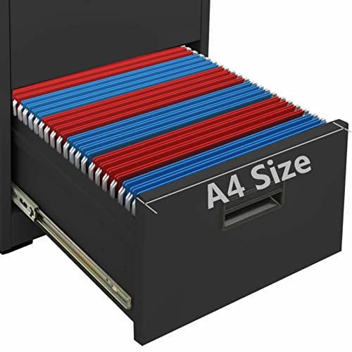 Norheim Armario Archivador Armarios Metalico con 4 Cajones y Cerradura Archivador Oficina de Acero Gris Antracita 46x62x133 cm - imagen 4