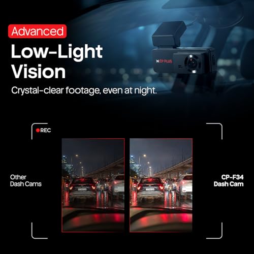 Image of CP PLUS Dash Cam for Car CP-F34 | 2K 3MP Full HD+ Front Dashcam with Built-in GPS | 137 Wide View Angle | Built-in Microphone | (AP Mode) WiFi | G-Sensor | WDR Night Vision | Supports 1TB SD Card