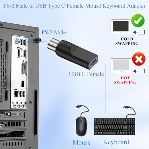 Adaptador QIANRENON PS/2 macho a USB C hembra, pack 2 miniatura 6