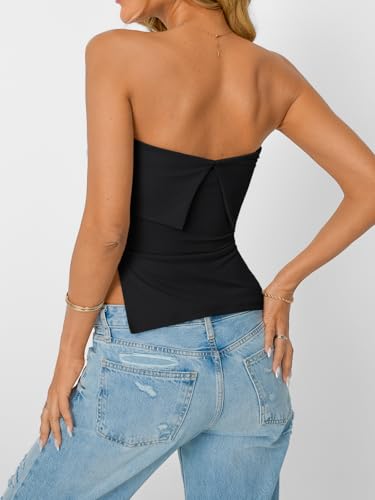 AUTOMET Going Out Tube Tops for Women 2025 Trendy Summer Off Shoulder Backless Cute Work Shirts Vacation Top Y2k Outfits4