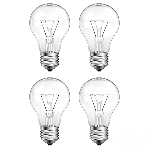 JUNFMLY A19 150 Watt Light Bulbs, A19 150 WATT Incandescent Bulb Shatter Resistant Rough Service Light Bulb,Dimmable, 150W Equivalent, High Brightness 2700K Warm White (4PACK)