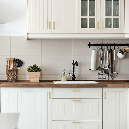 Image of Ravinte Brushed Brass Square Cabinet Handles Drawer Pulls 4 Inch 30 Pack | Stainless Steel, Square Bar Grip, Smooth Touch, Screws Included, Easy Installation, For Cupboards, Drawers, Dressers, Cabinet