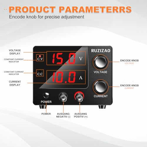 RUZIZAO Kleines Labornetzteil 0~30V 0~10A 150W Fixed Leistung 3 Digit-Anzeige mit Encoder Einstellbar 30V 5A 15V 10A Labornetzgerät DC Regelbar Netzgerä Galvanik Labor DIY Labor DC-Stromversorgungen