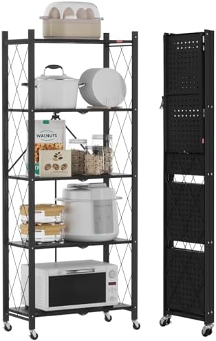 DEANIC Estantes de Almacenamiento Plegables, 5 Niveles de Metal p...