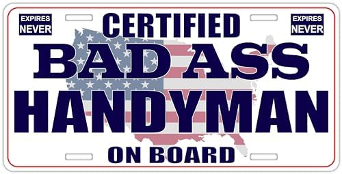 Certified Badass Handyman On Board | Funny Personalized Career Gag Gift Idea Novelty Metal License Plate Tag image 2