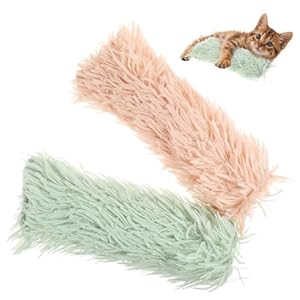 oruola Lot de 2 coussins à l&rsquo;herbe à chat, doux et résistant, avec son froissé, pour chat d&rsquo;intérieur, favorise l&rsquo;exercice et la mastication des chatons