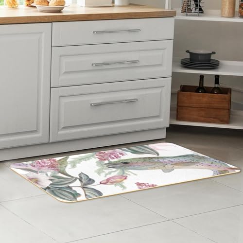 Tapete de cocina de 2 piezas con diseño de trucha y flores alfombra antideslizante lavable 7
