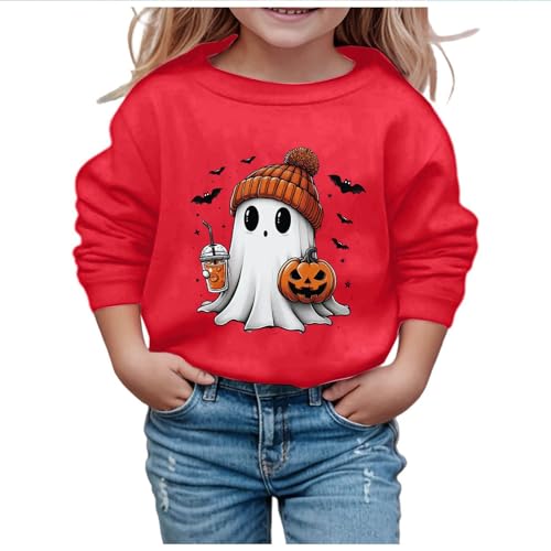 Girls Halloween Sweatshirts Cute ππ‘π¨st Pumpkin Graphic Long Sleeve Crewneck Pullover Top Spooky Y2K Tee Tops2