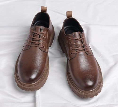 Men's Leather Oxfords Lace Up Platform Vintage Casual Round Toe Non-Slip Soft Business Formal Dress Shoes4