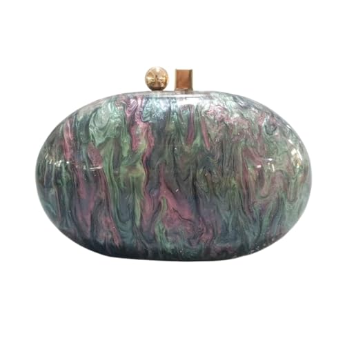 Image of Acrylic Evening Clutch Bag for Women Shell Shape Shoulder Crossbody Bag Glitter Marble Purse Handbag