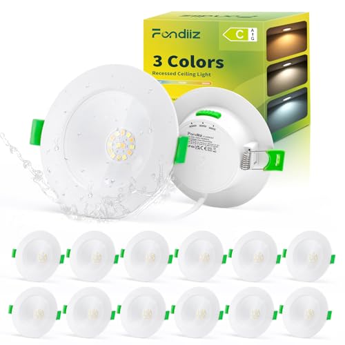 Fondiiz Set di 12 Faretti LED da Incasso per Cartongesso 5W 690lm, Faretti LED Soffitto Incasso Luce Calda Luce Naturale Luce Fredda, Foro 75-90mm, IP44 Faretti incasso Cartongesso