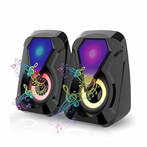 genteel® Computer Speaker Multimedia Sound Bass Speakers for Pc with Colourful LED Modes Auxiliary System for Desktop Laptop (RGB Speaker)