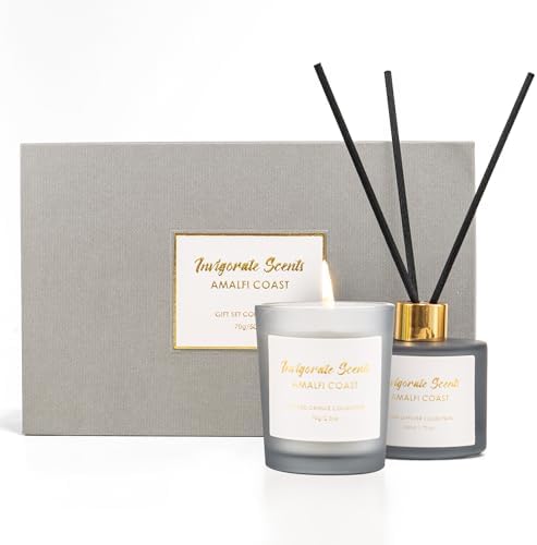 Invigorate Scents Amalfi Coast Candle & Diffuser Gift Set, Candle...