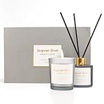 Invigorate Scents Candle Gift Set for Women & Men | Amalfi Coast Lemon | Soy Wax, 20hrs Burn Time, 1 Month Diffuser Aroma | Candle & Diffuser Gift Set | Presents for Women | Gifts for Her