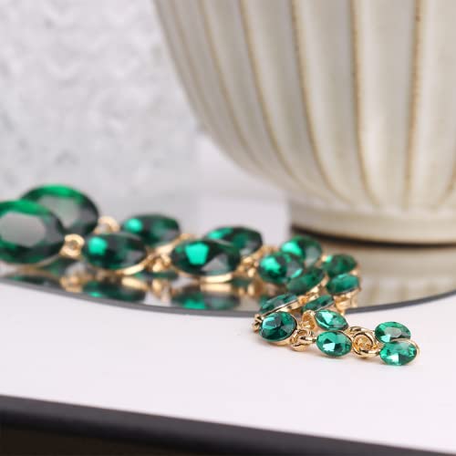 Agriajun Green Crystal Beaded Boho Long Tassel Teardrop Dangle Chain Earrings For Women - Big Extravagant Sparkly Rhinestone Linear Earring Dangling Garnet Ruby Bridal Wedding Prom Costume Jewelry #TOP4