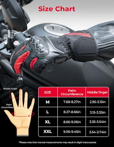 Kemimoto Winter Motorcycle Gloves For Men Women Rainproof Riding Gloves With Touchscreen Waterproof Warm Anti-Slip Motorcycle Gloves For Atv Snowmobile Skiing Riding Red L thumb #5