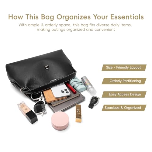 NGGU Black Leather Crossbody Bag for Women, Multiple Compartments for Everyday & Travel by NGGU - Used condition - Image 6
