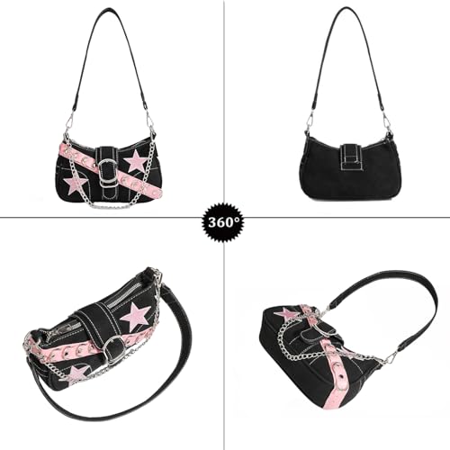 Grunge Shoulder Bag Fairy Grunge Hobo Bag Denim Chain Y2K Purses Crossbody Bag for Women2